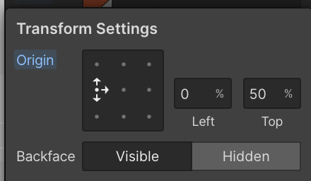 Transform settings